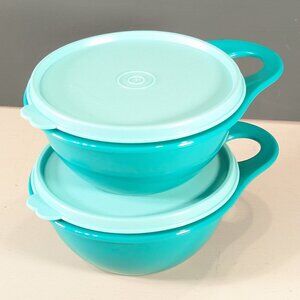 Set of 2 Aqua Tupperware Thats a Bowl Mini 600ml / 2.5 cups